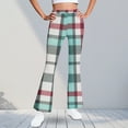 thumbnail image 2 of Frostluinai Yoga Flare Pants for Girl Fleece Lined Plaid Bell Bottoms High Waist Warm Gym Bootcut Pants Warm Winter Leggings 5-16Y, 2 of 7