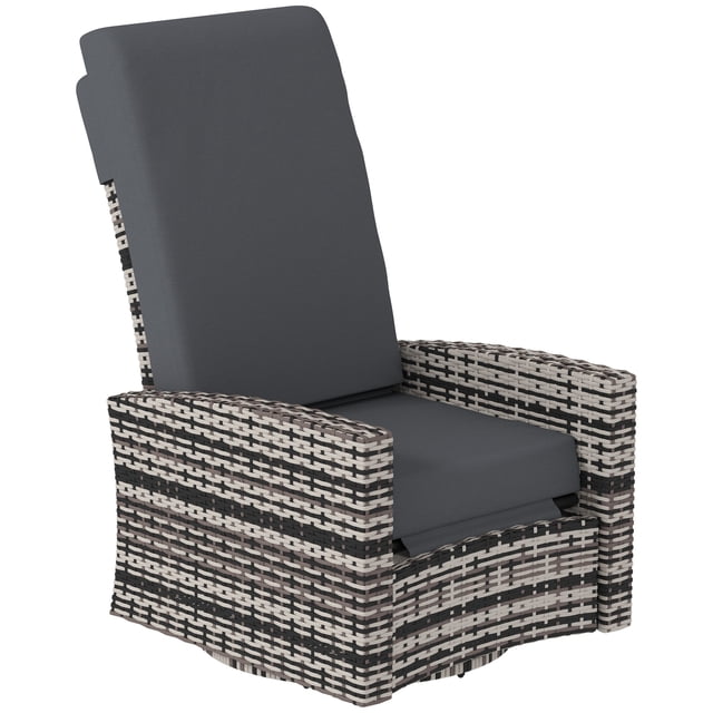 CoSoTower Outdoor Rattan Wicker Lounge Chair with Footrest & Soft Cushion for Patio, Garden, Backyard, Grey