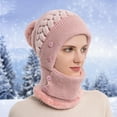 thumbnail image 4 of iHPH7 Gorros De Frio Para Mujeres Hat with Scarf Attached One Piece Cold Scarf Hats Christmas Gifts Neck Warmer Hooded Scarf for Women Winter Accessories for Women Pink One Size, 4 of 5