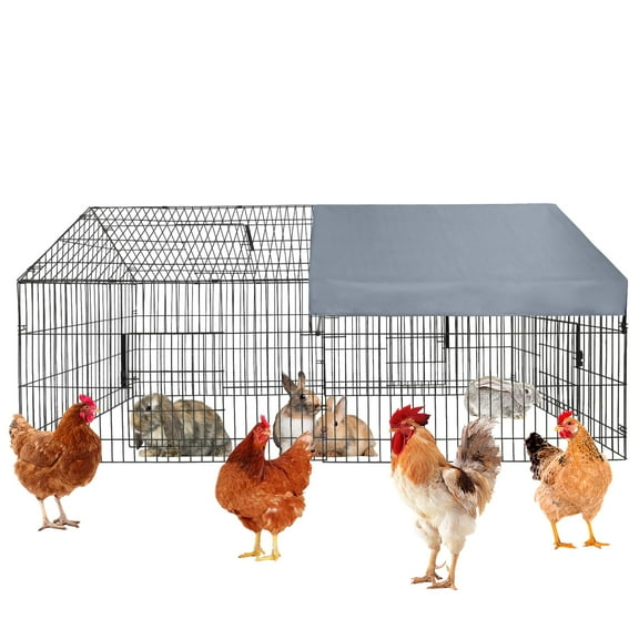 Huisuilinss Large Metal Chicken Coop,Portable Chicken Run With Waterproof Cover,Outdoor Chicken Coop Run,Backyard Poultry Cage Pet Playpen For Hen Rabbit Duck Chinchillas