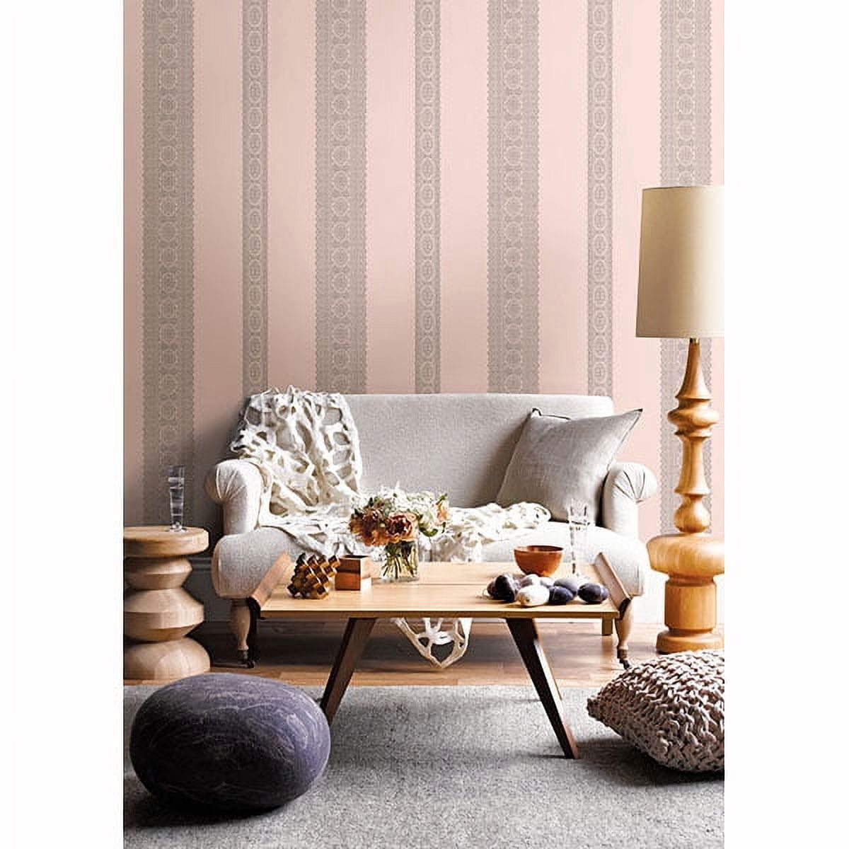A-Street Prints Brynn Grey Paisley Stripe Wallpaper