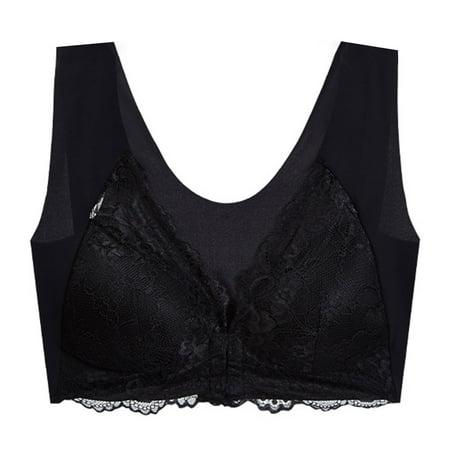 

HEVIRGO Lady Bra Push Up Front Closure Lace Wide Shoulder Strap Solid Color Support Breast Seamless Sweat Absorption Plus Size Women Sports Bra Inner Wear Clothes