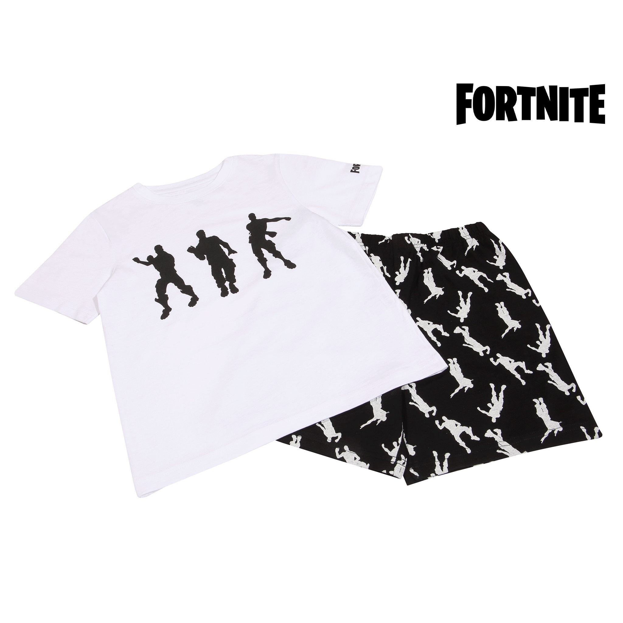 Fortnite Boy's Dancing Emotes Short Pyjamas Set White/Black Pajama 