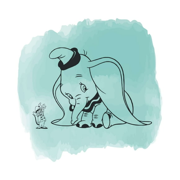Elephant & Mouse Dessin Animé Mignon Design Aquarelle Art Mural Autocollants Vinyle pour Décoration Maison Murs Chambres Fenêtres Chambre Taille (20x20 Pouces)