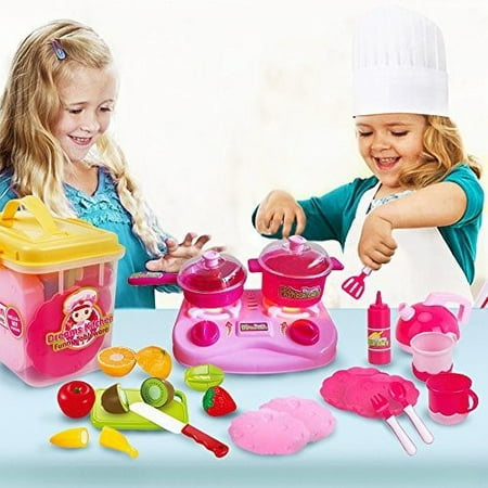 Mini Kitchen Play Stove For Kids S Toddlers Includes Mini Kitchen Play Stove For Kids S Toddlers Includes Cutting Fruit And Dishes