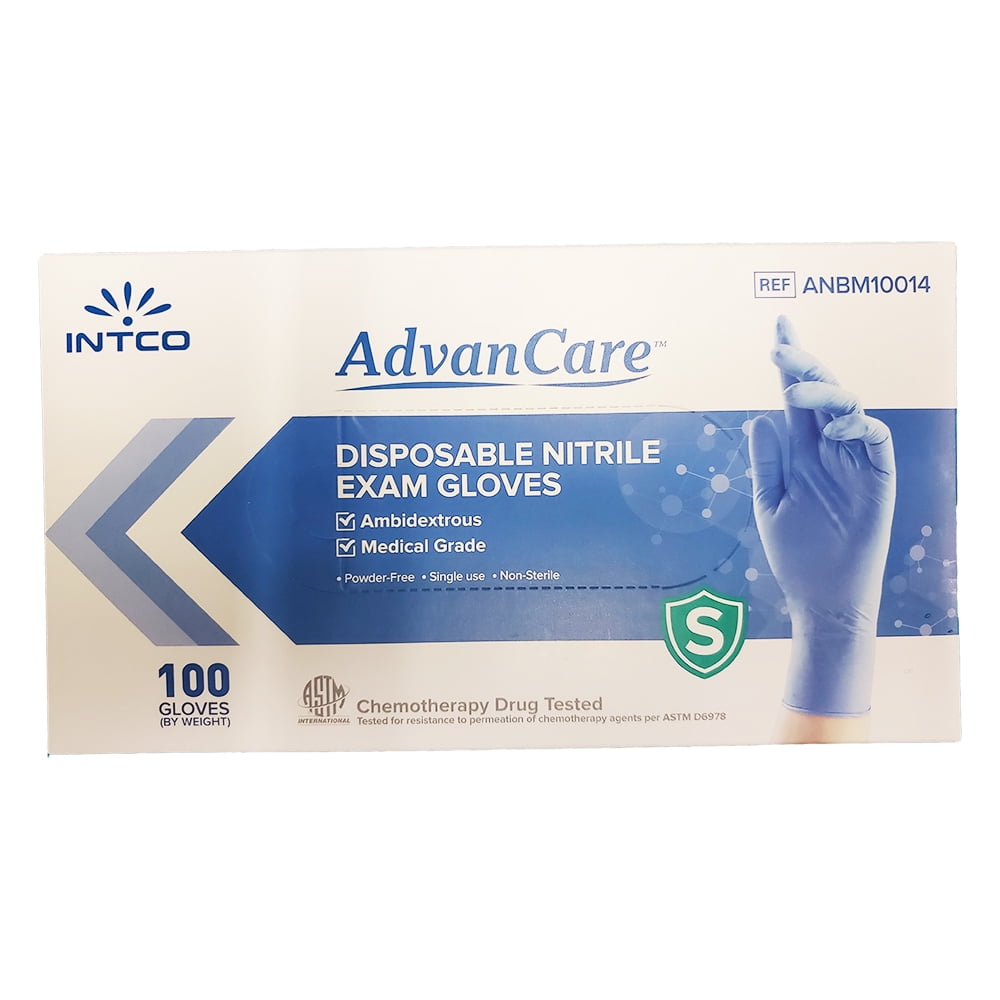 AdvanCare Disposable Nitrile Exam Gloves ANBM10014, Powder Free, Latex