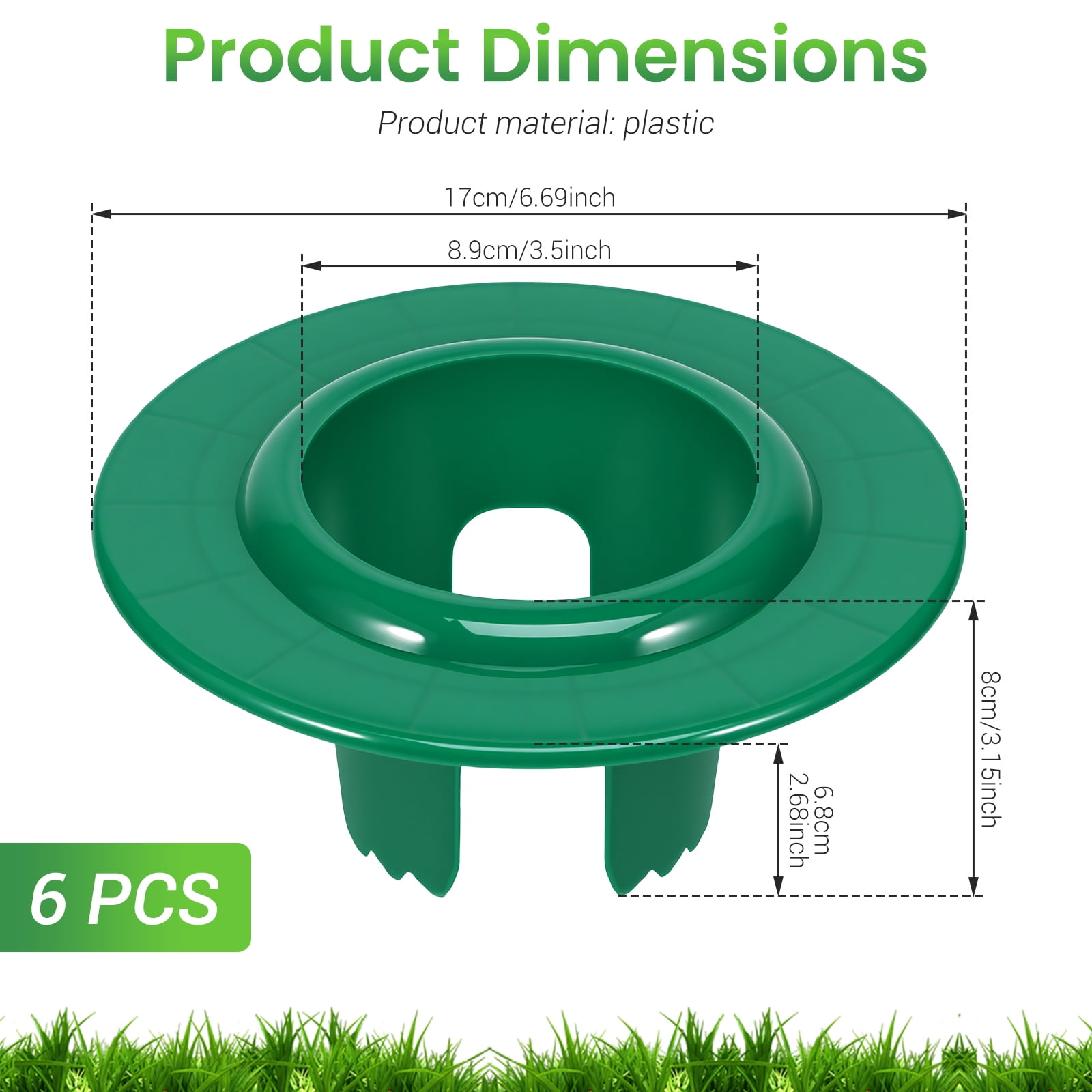6 Pcs Sprinkler Head Protector Plastic Sprinkler Donut Guard for Lawn 6.69 in Circle Shaped Donut with 3.5 in Inner Diameter Green Outdoor Lawn Spray Guard