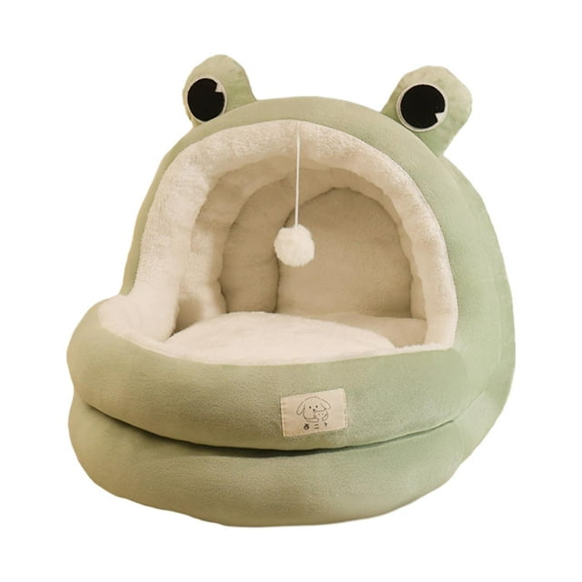 GROWTH TANK Cat Bed Cave Semi Closed Cat Nest Hideout Comfortable Kitty Detachable Inner Pad Large Green