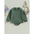 thumbnail image 2 of Bagilaanoe Toddler Baby Girl Boy Oversized Romper Sweatshirt Long Sleeve Bodysuit Solid Pullover 6M 12M 18M 24M 3T Kids Casual Tee Tops, 2 of 8