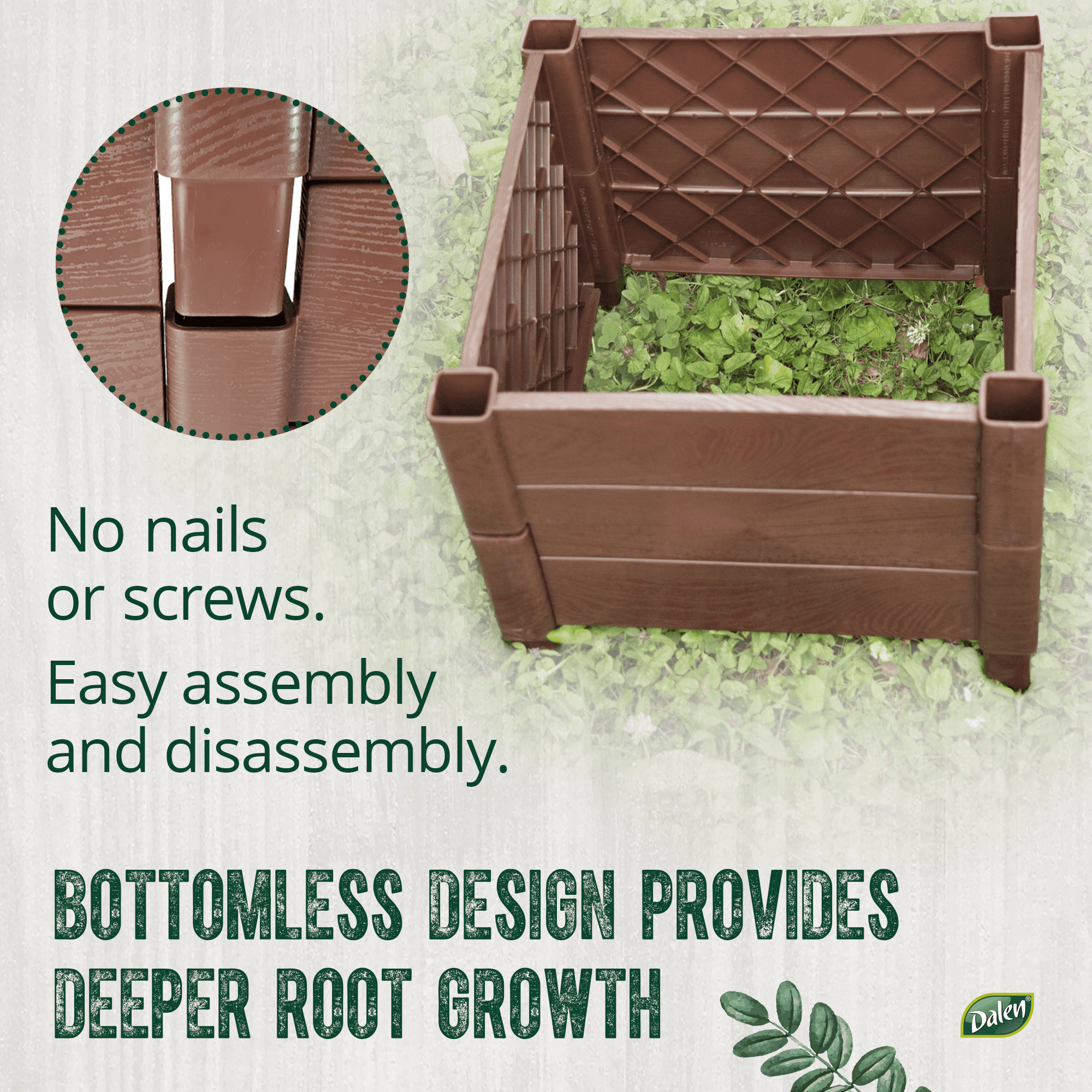 Dalen Modular Raised Bed Garden – Faux Wood – 4 Panel Starter Pack – Makes Square Foot Gardening Easy – 12x9 in