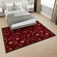thumbnail image 4 of Ottomanson Floral Area Rug 5' x 6'6" - Non Slip Low Pile Carpet, Red, 4 of 8
