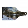 thumbnail image 1 of Landscape Cutting Board, Snowy Winter Park Trees Heart Shape Lake River Sunset View Symmetrical Art, Decorative Tempered Glass Cutting and Serving Board, in 3 Sizes, by Ambesonne, 1 of 2