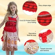Jurebecia Princess Dress for Girls Adventure Outfit Costume Two-Pieces Crop Top Skirt Set Halloween Christmas Cosplay Clothes Age 8(7-8Years)
