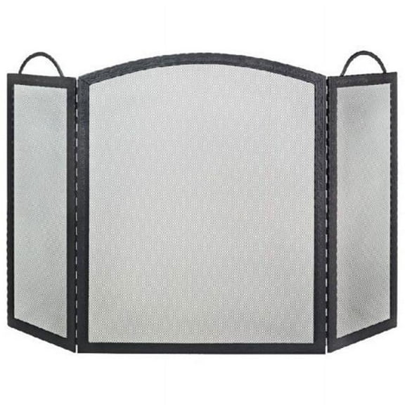 Dagan AHS103 3 Fold Arched Wrought Iron Screen, Black