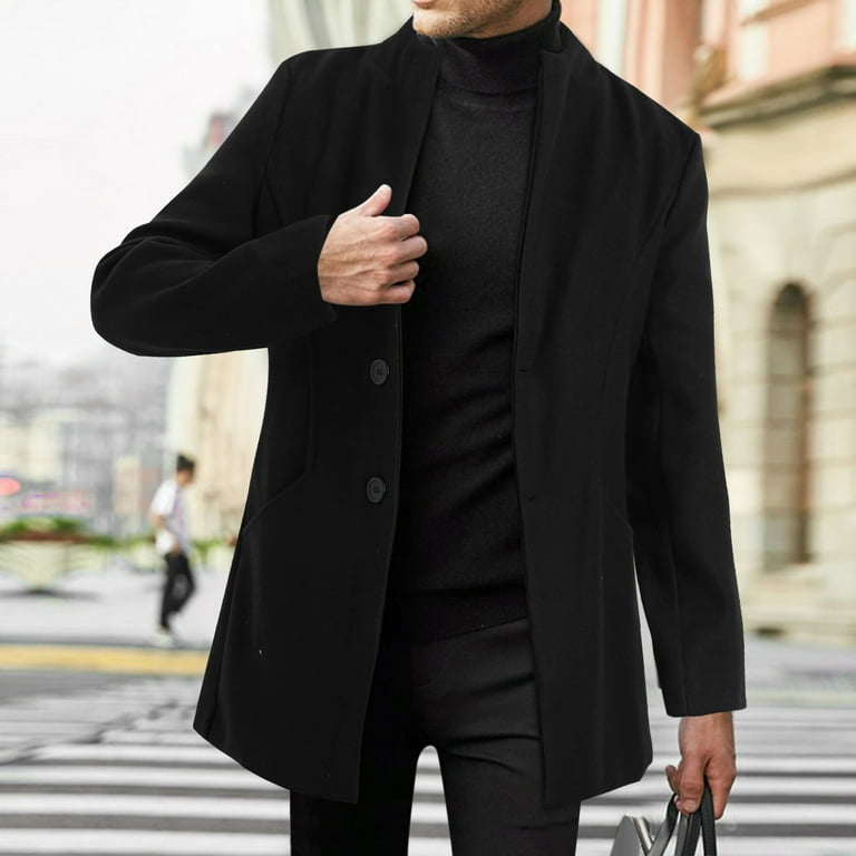 JUMESGU Trench Coat Men Waterproof Men s Casual Single Formal Trench Top Coat Black XXXL Walmart