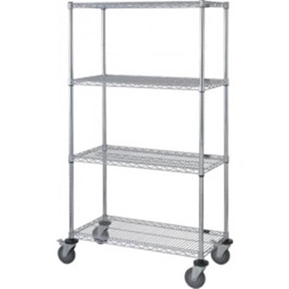 Quantum Storage M1836C47 Chrome Wire Shelving 4-Shelf Stem Caster Cart - 74 in.