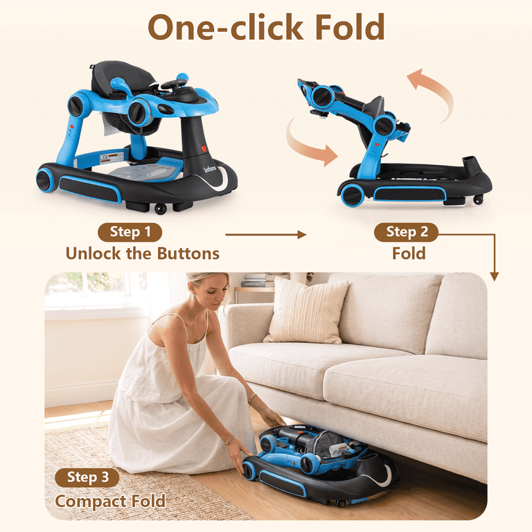 INFANS 6-in-1 Multi-Function Baby Walker, Blue photo 7