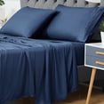 thumbnail image 2 of Bamboo Sheets Set of 3 - Rayon from Bamboo Cooling Bed Sheets, 16" Deep Pocket Fitted Sheet for Hot Sleepers, Twin Size Soft Wrinkle-Resistant Bedding, 2 of 9