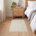 thumbnail image 3 of ODIKA 2'x3' Ultra-Soft Accent Mat, Neutral Motif Boho Featuring Interlocking Grid Ivory Beige Dining None Washable, Bare feet friendly, Easy Care Indoor rug for Bedside, Footrest, 3 of 7
