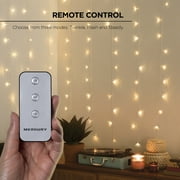 Merkury Innovations 200-Count Warm White LED Curtain String Lights with Remote, USB-Powered, Indoor Use, 7 ft x 6.2 ft,