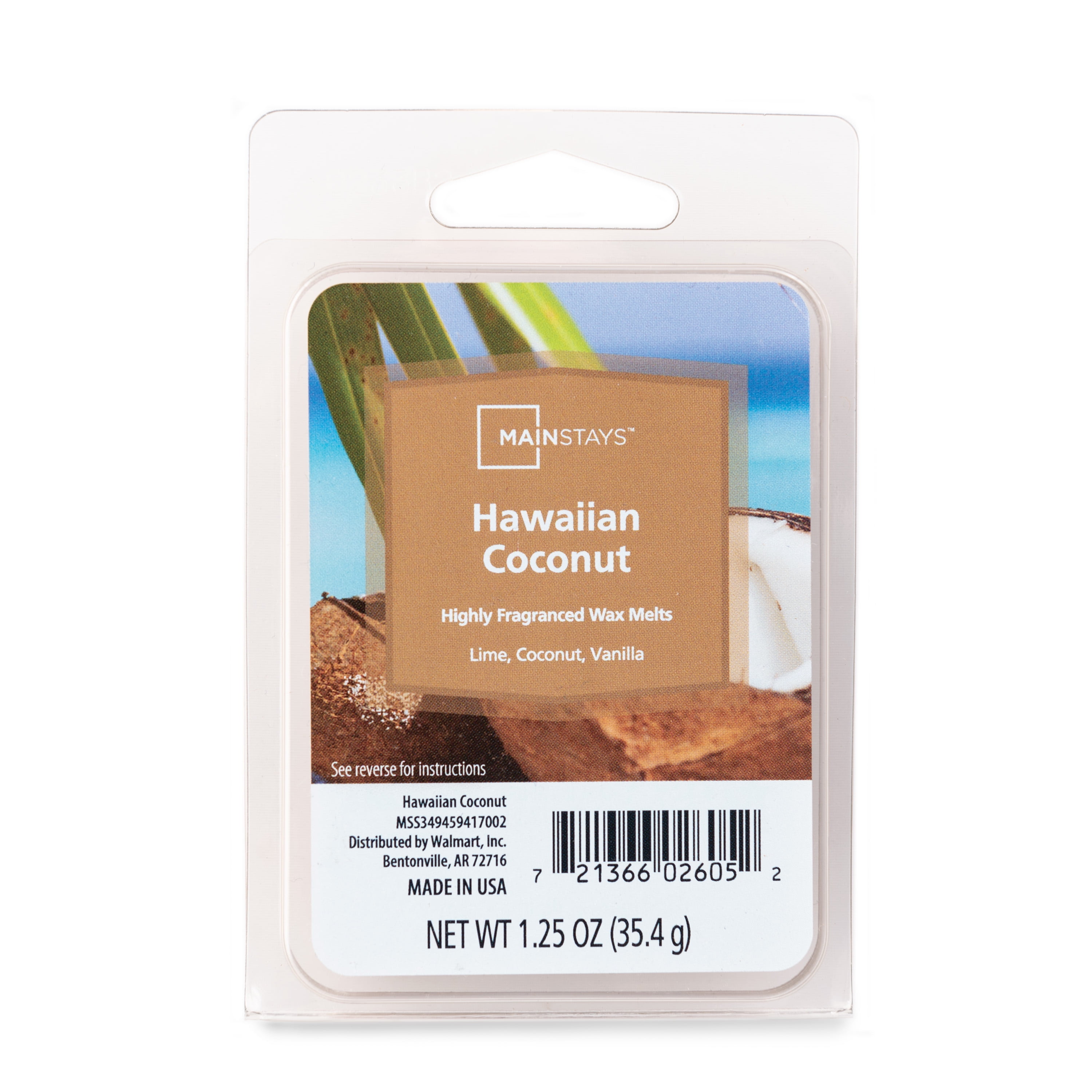 Mainstays 6 Cube Wax Melts, Hawaiian Coconut, 1.25 oz