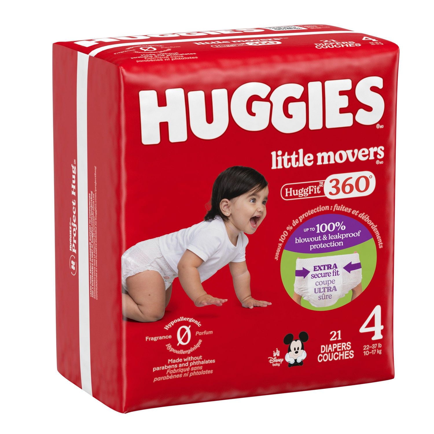 Huggies Little Movers HuggFit 360° Baby Diapers with 360° Waistband, Size 2 (16-28 lbs), 26 Count