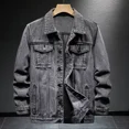 thumbnail image 3 of Chaquetas vaqueras para hombre, abrigo vaquero holgado, cálido y moderno, para hombre, ropa de abrigo acolchada tipo Joker, ropa de abrigo estética para invierno, talla L, a bordo, Y2k, desgastada, 3 of 5