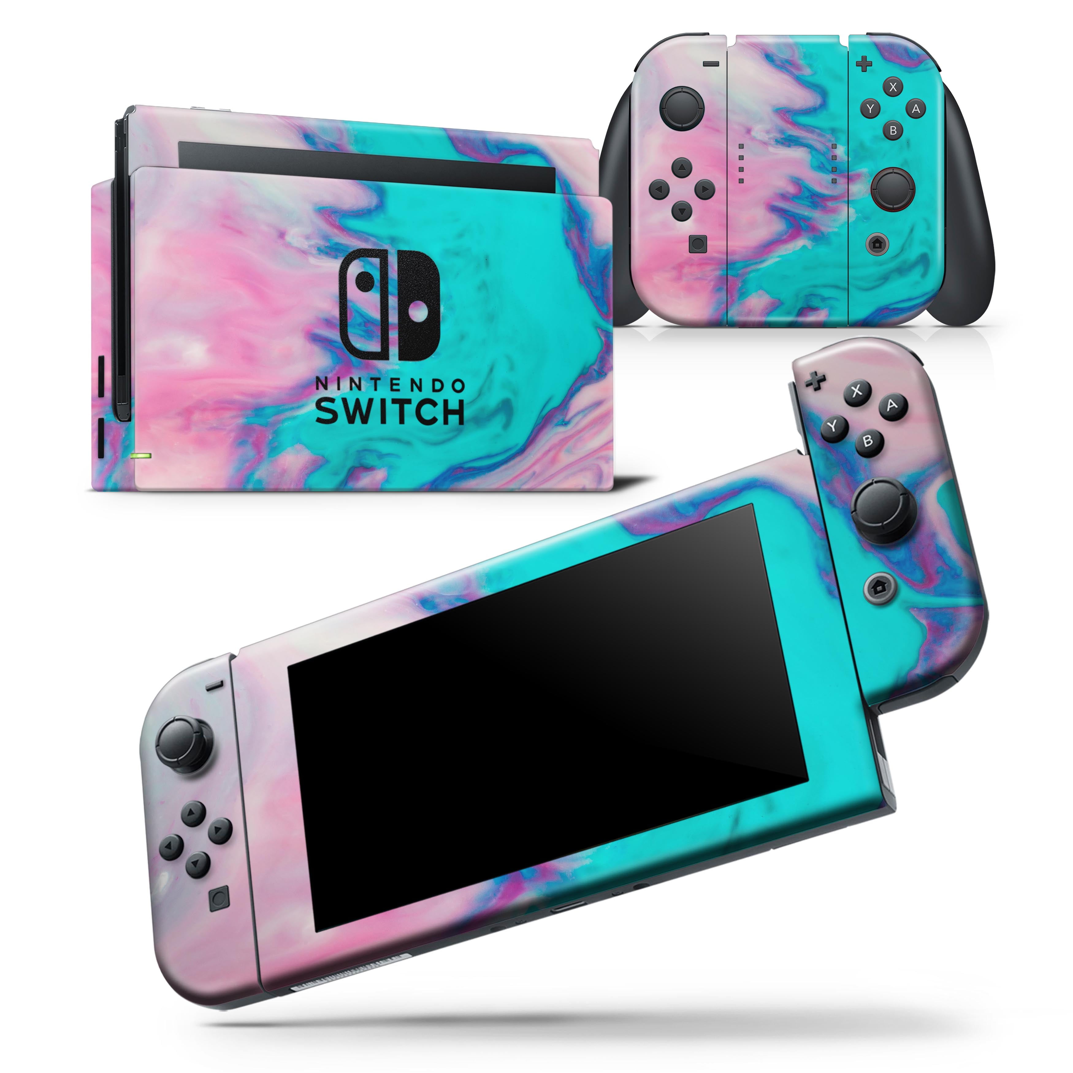 Marbleized Pink and Blue Paradise V432 Skin Wrap Decal Compatible