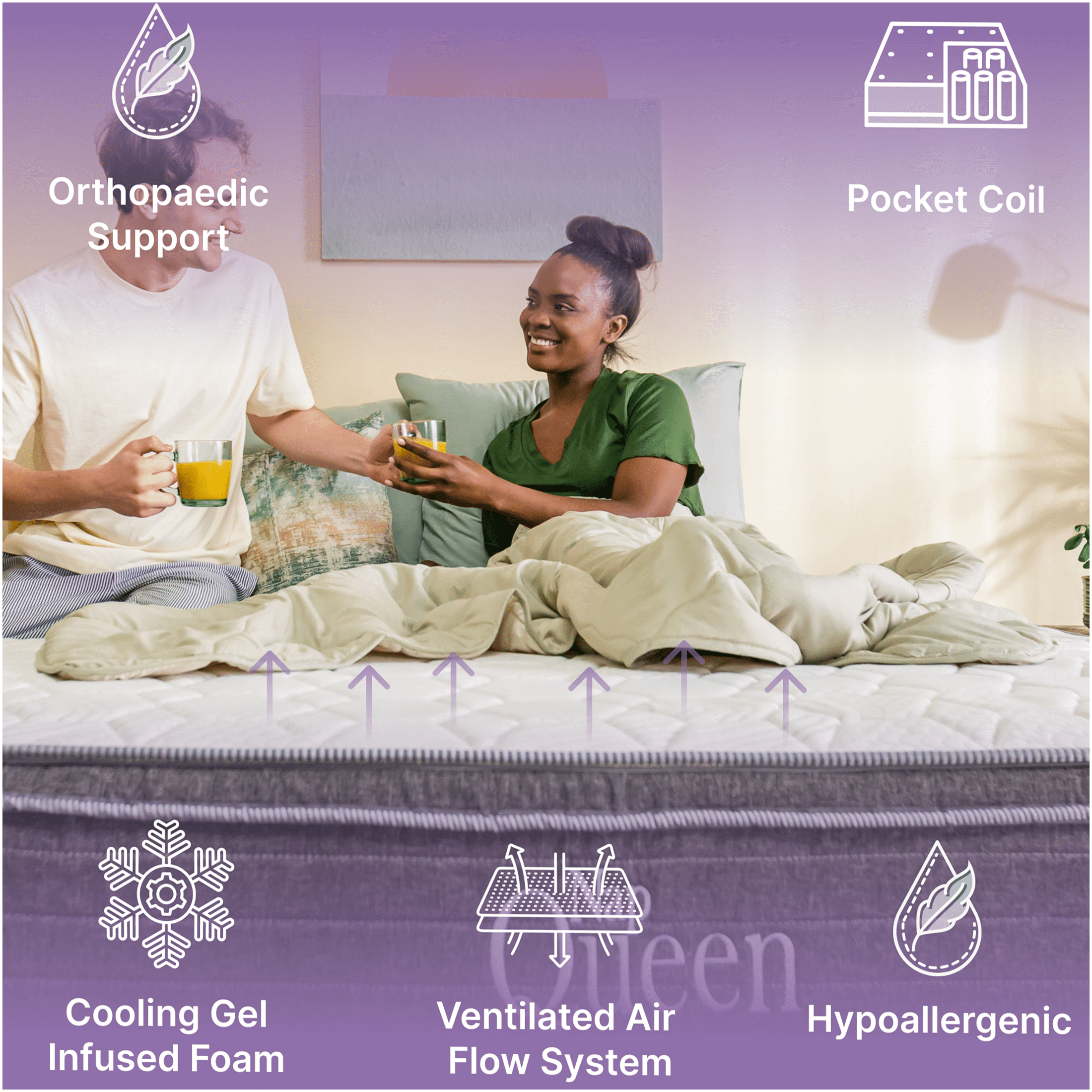 JERFIT 10 Inch King Size Hybrid Mattress, Gel Infused Memory Foam Pocket Springs for Cool Sleep Support, CertiPUR-US Certified, Grey
