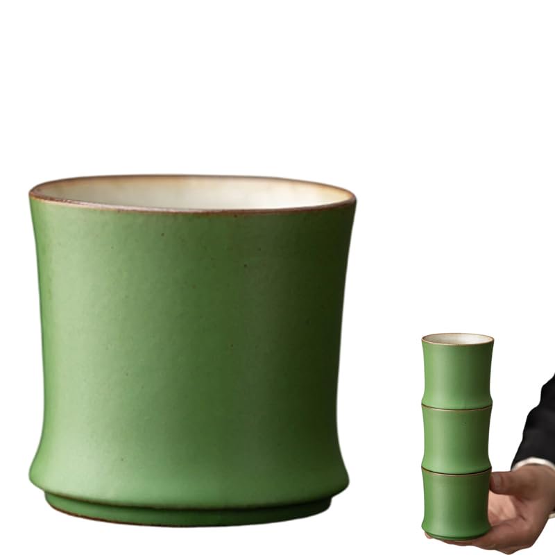 Bamboo Shape Mug, 3 Oz Ceramic Tea Cup with Stackable Bamboo Design for Office and Room Decor