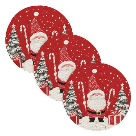 

BZSMCE Mats for Pots Pans Place Cute Santa Claus Simple Style Pattern Pot Mats