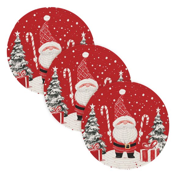 BZSMCE Mats for Pots,Pans Place Cute Santa Claus Simple Style Pattern Pot Mats