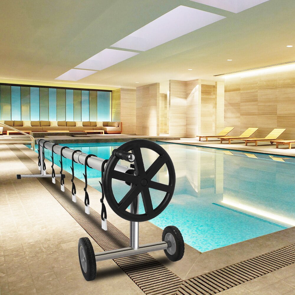 Pool Solar Cover Reel with Hand Crank 18FT Inground Swimming Pool Cover