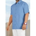 thumbnail image 3 of LA LEELA Men's Casual Button Down Short Sleeve Business Untucked Shirt Solid Oxford Shirts for Men S Lapis, Plain, 3 of 5