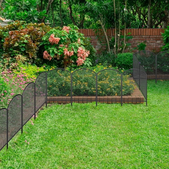 Decorative Garden Fence 25 Pack, 24in(H) x 27ft(L) Animal Barrier Fence, Rustproof Metal Fencing for Yard, Dog Rabbits Wire Section Garden Edging Border for Yard , Arched