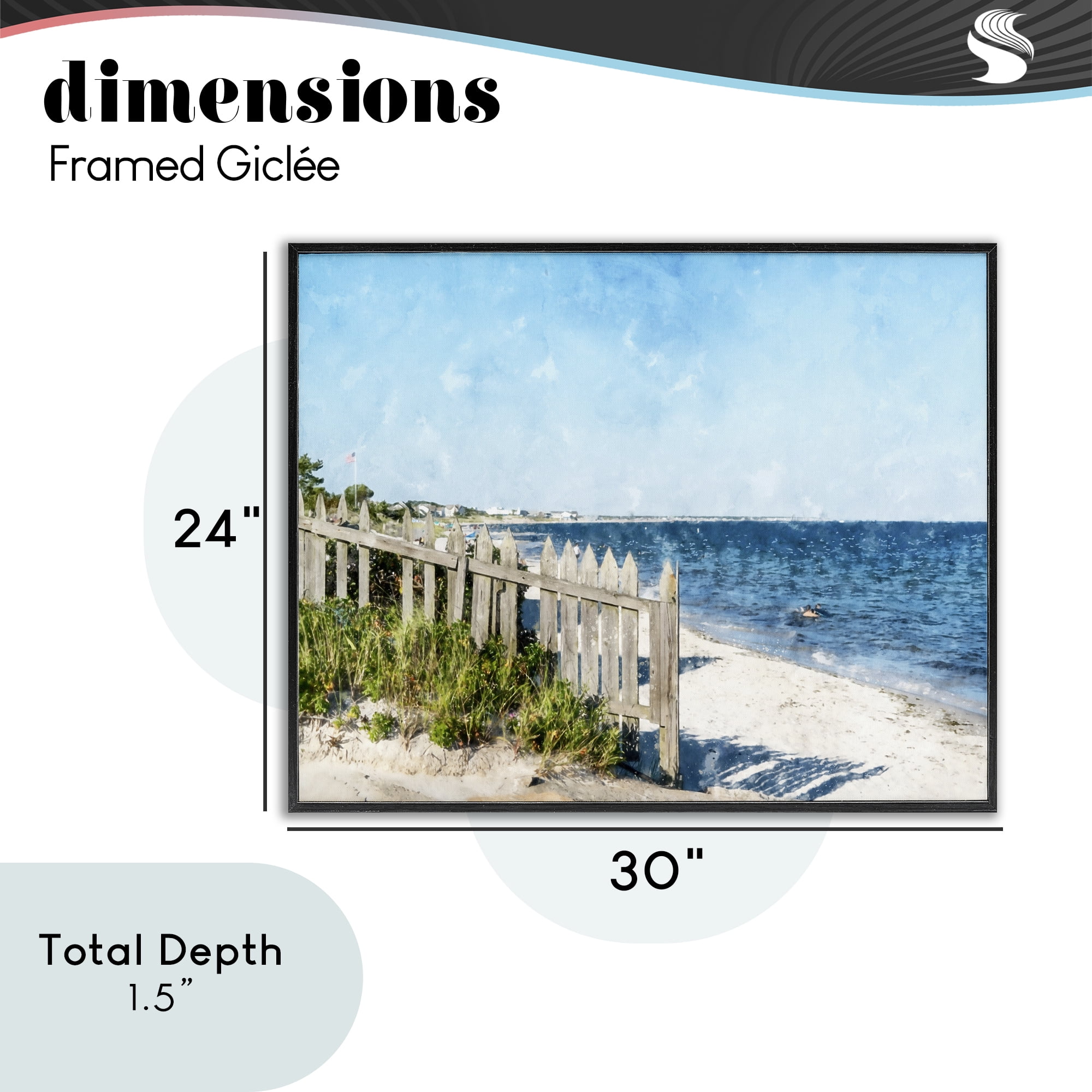 Stupell Industries Beach Pickets View Black Framed Giclee Art, design by Kim Curinga