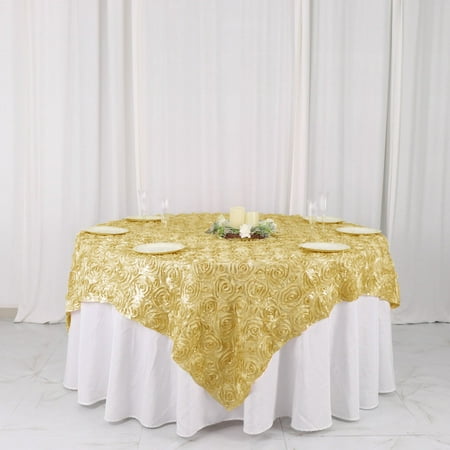 

Efavormart 72 x72 Champagne 3D Rosette Satin Table Overlay Square Tablecloth Topper