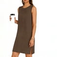thumbnail image 2 of TaTaai Women's Sleeveless Slip Dress Solid Color Round Neck Casual Side Slit Pullover Dress Lightweight Stretchy Polyester Blend Gift, 2 of 6