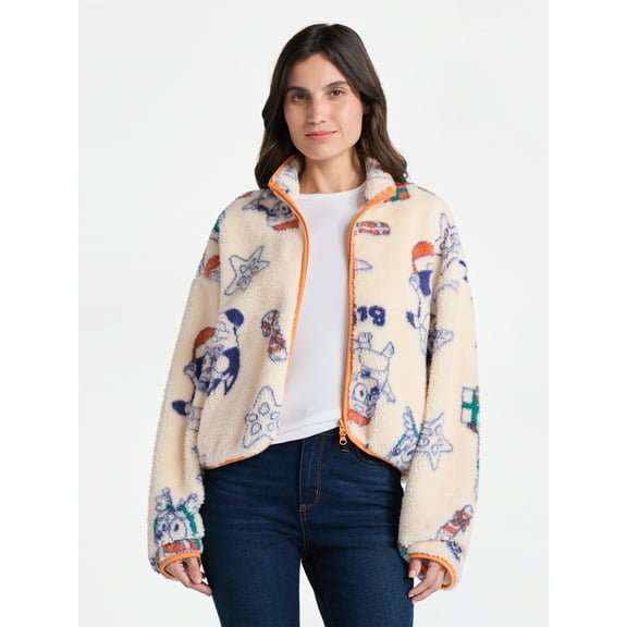 Bluey Women’s Christmas Print Woobie Fleece Jacket, Sizes XXS-XXL