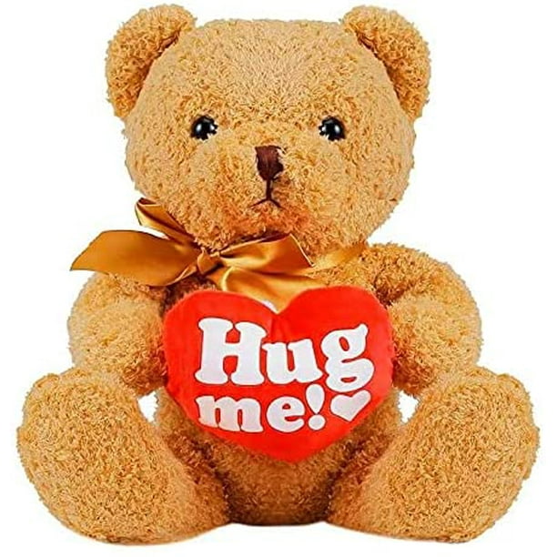 Hug me! 16 Inches Teddy Bear Stuffed Animal for Girlfriend with Red Heart,  Small Plush Bear Toy for Baby, Valentines Day and Birthday Gift for  Her/Him/Kids/Couple/Boy/Girls/Mom/Boyfriend (Light Brown) 