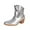 Silver, variant on Womens Western Boots Fashion Heel Ankle Boots On Synthetic Leather Pointed Toe Casual Dress Booties for Fall Winter Comfort Gold Pu, 38 Size