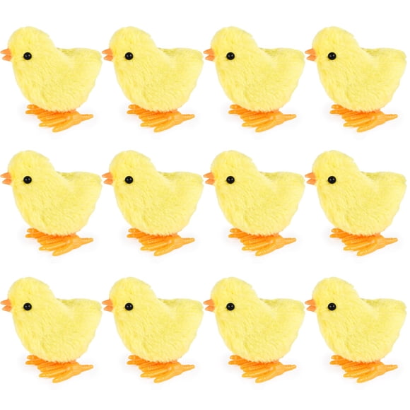 Juguete de peluche Wind-Up Jumping con forma de pollo, 3 nutrias, 12 unidades