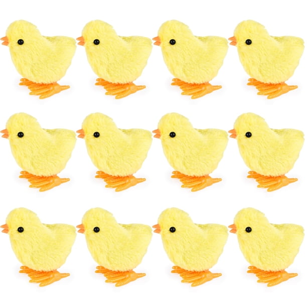 Juguete de peluche Wind-Up Jumping con forma de pollo, 3 nutrias, 12 unidades