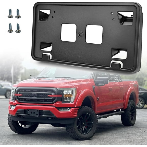 Front License Plate Frame for 2021 2022 2023 Ford F150 3.3L 5.0L NO Drill Front Bumper License Plate Holder Mounting Bracket Replacement ML3Z-17A385-AB F-150 Accessories