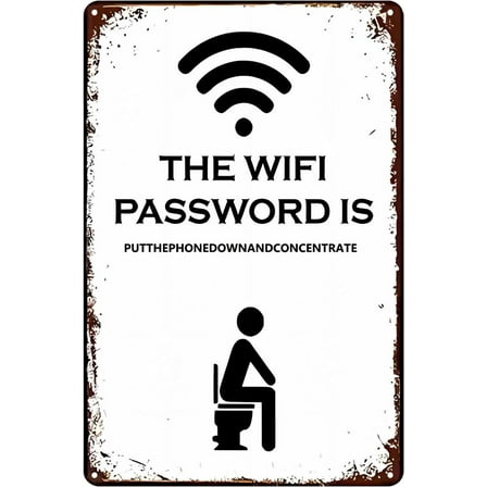 Vintage Funny WiFi Sign in Toilet Metal Tin Sign Wall Art Decor Plaque for Home Bar Cafe Retaurant Outdoor&Indoor Home Wall Decor,8×12 inch