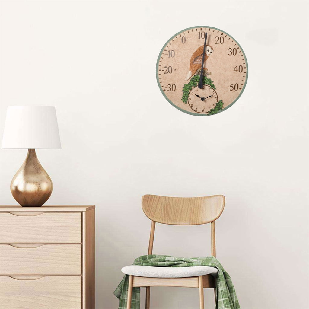 Jesscasday Wall Clock Thermometers See The Temperature Time Outdoor Indoor Thermometers