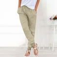 thumbnail image 4 of Breathable Linen Pants Women Pull-On Joggers Pants with 4 Pockets Long Casual Jogger Trousers, 4 of 6