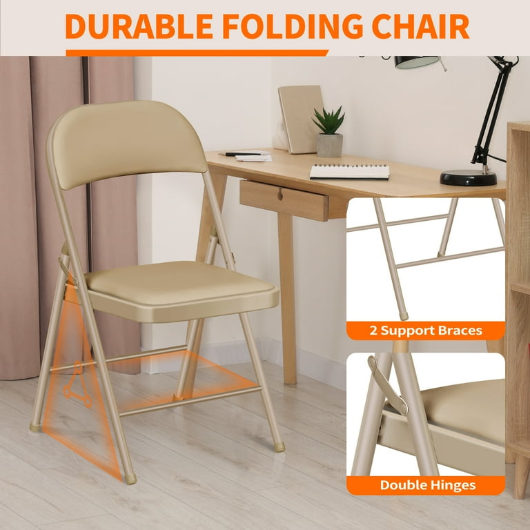 Vebreda Padded Metal Folding Chair, 4-Pack, Kahki - Walmart.com