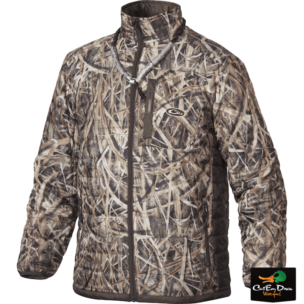 DRAKE WATERFOWL MST CAMO SYNTHETIC DOWN PAC JACKET FULL ZIP TWO TONE COAT 