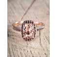 thumbnail image 1 of 1.25 Carat Peach Pink Morganite (Round cut Morganite) and Black Diamond Engagement Ring in 10k Rose Gold for Women, 1 of 2